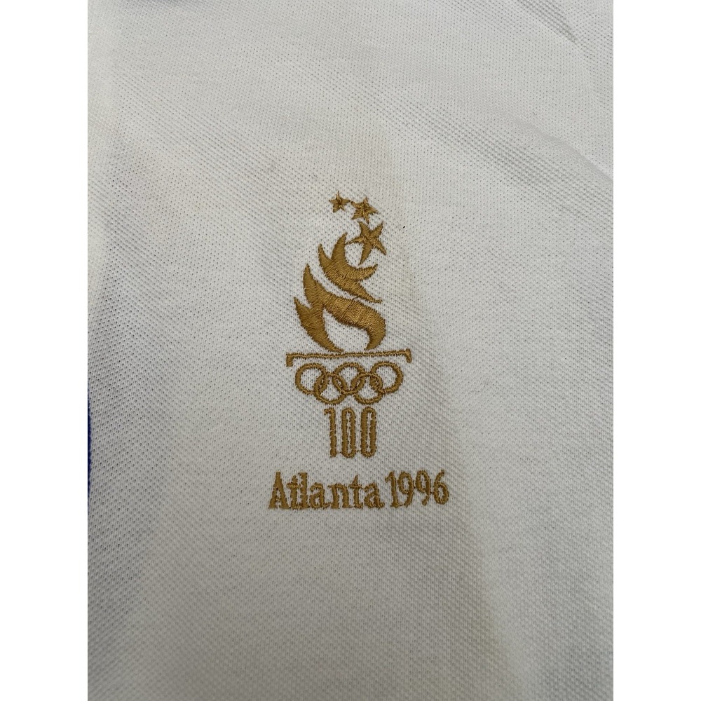 Vintage 1996 Atlanta Olympics AOP Volunteer Hanes Polo M Made in USA Colorblock - Picture 3 of 7